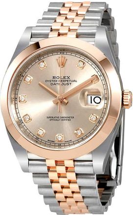 Rolex Datejust Sundust Diamond Steel and 18K Everose Gold Mens Watch 126301SNDJ