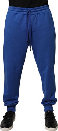 Dolce & Gabbana Blue Cotton Jogger Mid Waist Mens Pants (Pre-Owned)