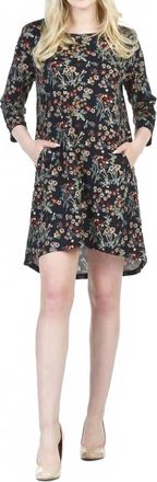 Papillon Ditsy Floral 3/4 Sleeve Dress In Navy