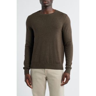 Nordstrom Crewneck Cotton & Cashmere Sweater in Brown Desert Heather at Nordstrom Rack, Size Xx-Large