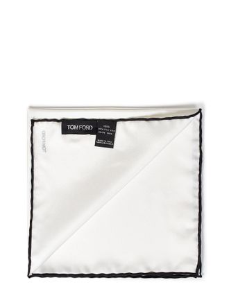 Tom Ford Mens Pocket Square White Silk Scarf Scarfs