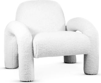 Moycor Sillón de madera y lana blanco