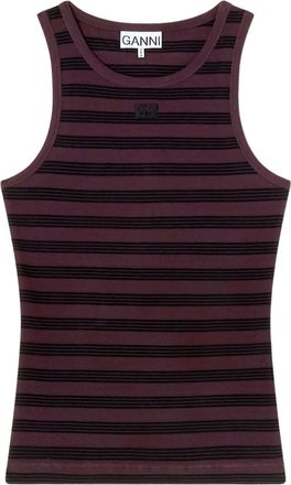 Ganni Top a righe - Marrone