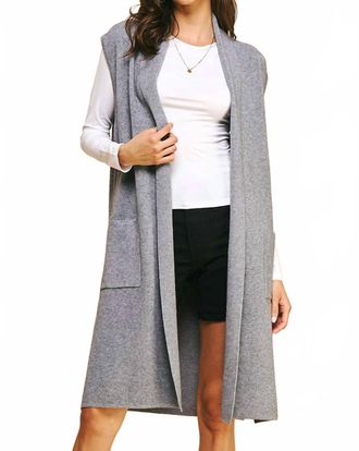 Pinch Design Marny Long Vest Cardigan In Heathered Grey