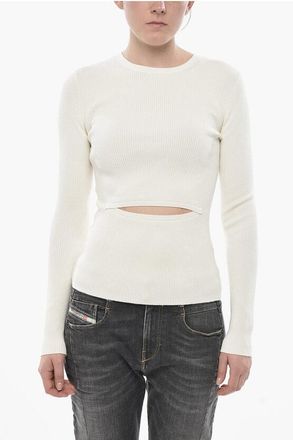 Diesel Ribbed Crewneck Top M-PERIS with Cut-Out Detail size Xxs