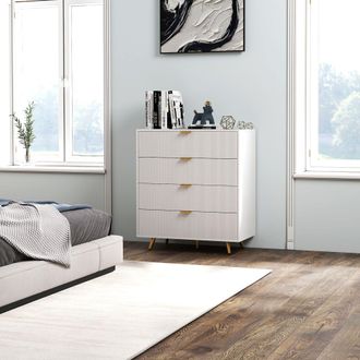 HOMCOM Chest of Drawers with 4 Drawers for Bedroom, Living Room in White