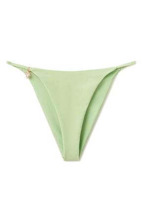 Mango Charm Detail Bikini Bottoms in Pastel Green at Nordstrom, Size X-Small