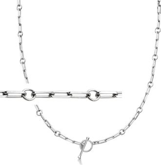 Ross-Simons Sterling Silver Charm-Compatible Paper Clip Link Toggle Necklace