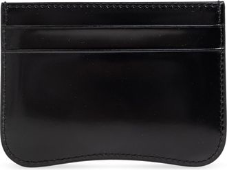 Ami Leather Card Holder With Logo, Unisex, Black