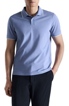 Mango Comfort Stretch Tipped Piqu&eacute; Polo in China Blue at Nordstrom, Size Medium