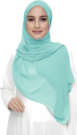 Lina & Lily Premium Chiffon Hijab Head Scarf Shawl Wrap for Muslim Women Lightweight (Turquoise)
