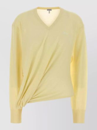 Loewe wool blend v neck draped sweater