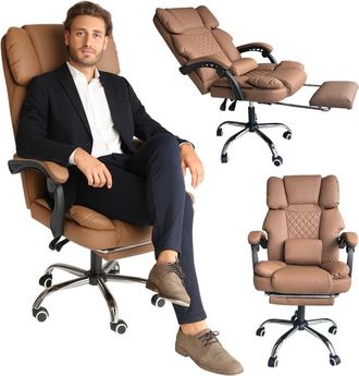 OEM Silla De Oficina Giratoria Master Prestige Con Reposapi&eacute;s Y Masajeador - Piel Ecol&oacute;gica Color Caf&eacute; Ko42cap