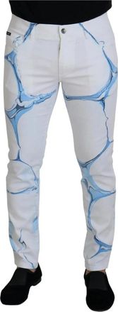 Dolce & Gabbana Slim-fit Jeans - Heren - Slim Fit Jeans - Wit - 2XL - Katoen - Jeans