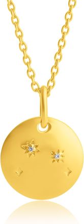 MAX + STONE Vermeil Aquarius Zodiac Pendant Necklace with White Sapphire Accents