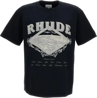 Rhude Oversized Crew Neck T-Shirt with Vintage Dakar Convoy Print