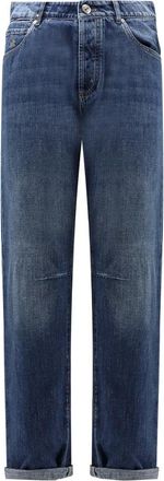 Brunello Cucinelli Denim Broek - Heren - Loose Fit Jeans - Blauw - 2XL - Denim - Jeans