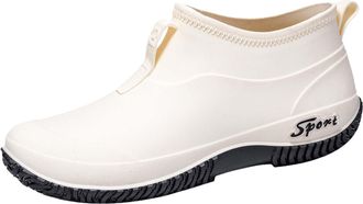 Generic Fashionable Cut Blue Athletic Rubber Rain Boots for Women Black Sole Dirt Shoes Anti Wading Hiking Fashion Boots Speedy Boots for Women (Beige, 5.5)