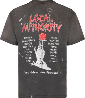 Local Authority Mens Printed Cotton T-Shirt Black T-Shirts And Polos