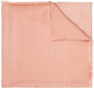 Ferragamo Sjaal met logo - Dames - Sjaals - Roze - ONE Size - Wol - Accessoires