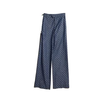 Gucci Broeken, Dames, Blauw, S, Katoen, GG Katoenen Denim Jacquard Broek
