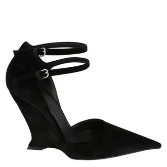 Ferragamo Vidya X5 Velvet Wedge Pumps, Size 8 B