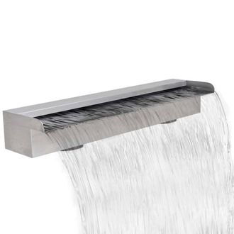 Berkfield Home Rectangular Waterfall Pool Fountain Stainless Steel 60 cm in Silver
