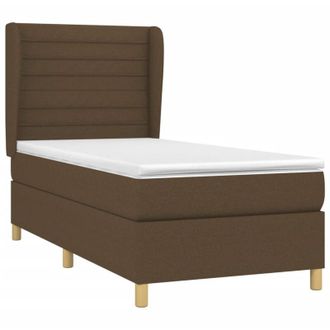 vidaXL Vidaxl - Cama Box Spring Con Colch&oacute;n Tela Marr&oacute;n Oscuro 100x200 Cm