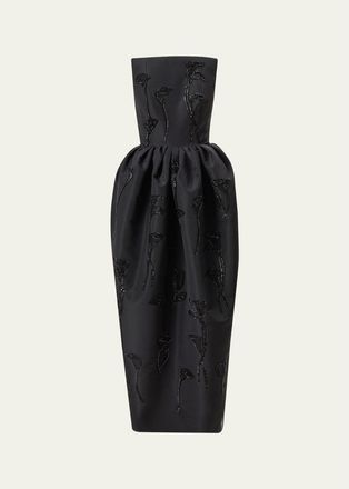 Carolina Herrera Silk Embellished Strapless Gown