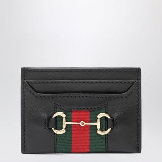 Gucci Web Cardholder With Horsebit In Leather