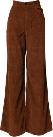 Jucca Wide Leg High Waist Corduroy Denim Trouser Jeans - Dames - Wijde Broeken - Bruin - W27 - Denim - Broeken