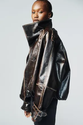 Pilcro Washed Faux-Leather Jacket