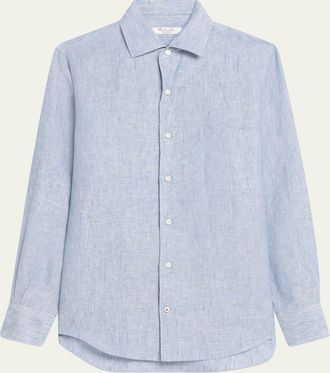 Loro Piana Andre Button Down Linen Solaire Shirt