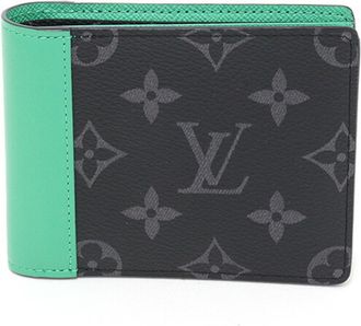 Louis Vuitton Monogram Eclipse Green Monogram Eclipse Leather Wallet (Bi-Fold) (Pre-Owned)