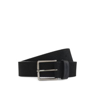BOSS x ASTON MARTIN perforated suede belt with logo
