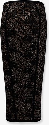 Elisabetta Franchi Womens Embroidered Knitted Skirt Black Viscose