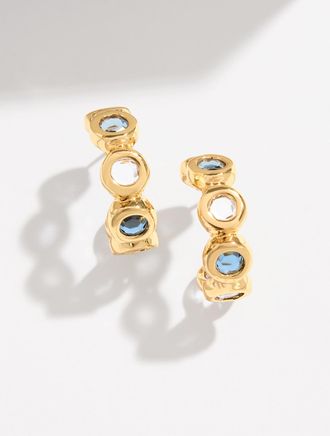 Talbots Bauhaus Hoop Earrings - Navy Blue Dusk/Gold - 001 Talbots