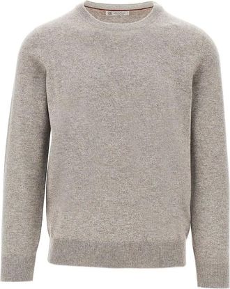 Brunello Cucinelli Maglione girocollo in cashmere - - Knitwear - Uomo - Beige - M