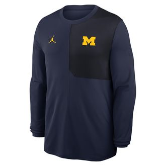 Nike Jordan Mens Michigan Sideline Coach Jordan Brand Dri-FIT College Long-Sleeve Top in Blue | 0JB10CZDMWN-2QD