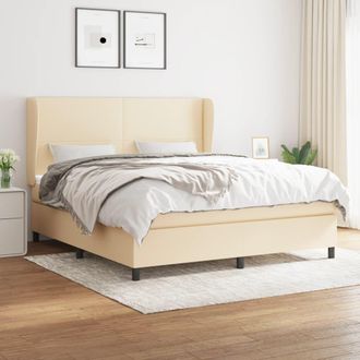 vidaXL Vidaxl - Cama Box Spring Con Colch&oacute;n Tela Color Crema 180x200 Cm
