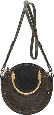 Chlo&eacute; Dark Green Calfskin Leather Small Pixie Crossbody (Authentic Pre-Loved)