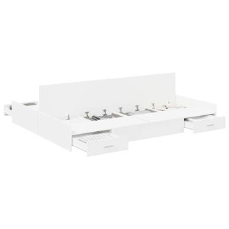 Berkfield Home Storage Bed Frame White 140 x 190 cm Melamined Board