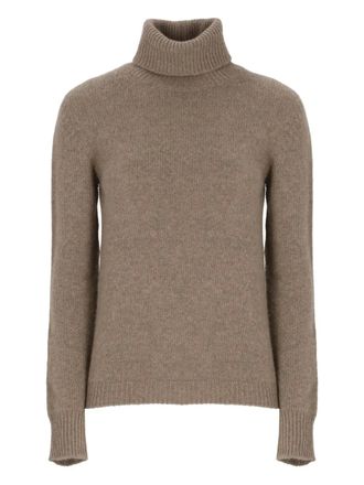 VANISÉ turtleneck ribbed-trim sweater - women - Cashmere - 42 - Brown