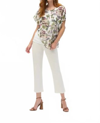 Joseph Ribkoff Tropical Print Poncho Style Top In Vanilla/multi