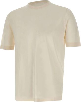 FILIPPO DE LAURENTIIS Wool Silk and Cashmere T-Shirt - Heren - T-shirts - Wit - 3XL - Wol - Tops