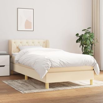 vidaXL Cama Box Spring Con Colch&oacute;n Tela Color Crema 80x200 Cm Vidaxl