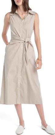 Favorite Daughter The Good Behavior Stripe Tie Waist Shirtdress in Soft Taupe Stripe at Nordstrom, Size X-Large