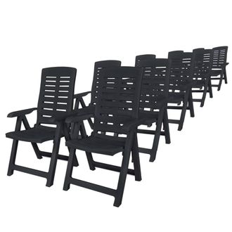 Berkfield Home 11 Piece Outdoor Dining Set Plastic Anthracite in Black