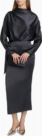 Staud Phoebe Silk-Blend Midi Dress In Black