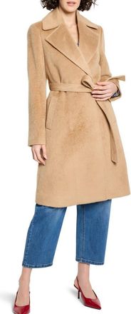 Nic+Zoe Wool Blend Belted Wrap Coat in Camel at Nordstrom, Size Xx-Large
